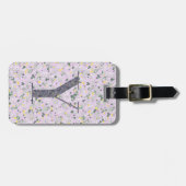 Étiquette À Bagage LETTRE Florale Classique MONAMARMÉE Y violet clair (Devant horizontal)