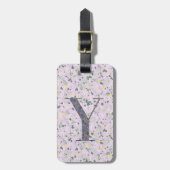 Étiquette À Bagage LETTRE Florale Classique MONAMARMÉE Y violet clair (Devant Vertical)