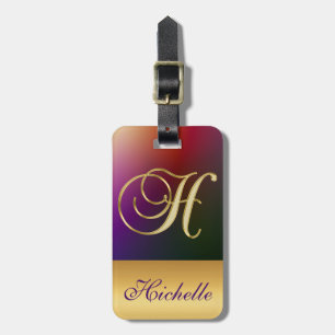 Étiquette À Bagage Lettre H Elegant Black Gold Personnalisée
