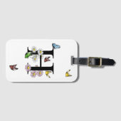 Étiquette À Bagage Lettre H Floral Papillon Monogramme initial (Devant Horizontal)