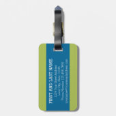 Étiquette À Bagage LETTRE IMMENSE MONogramme T Bright Blue Chevrons (Dos Vertical)