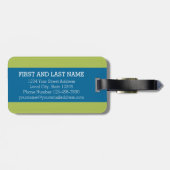 Étiquette À Bagage LETTRE IMMENSE MONogramme T Bright Blue Chevrons (Dos horizontal)