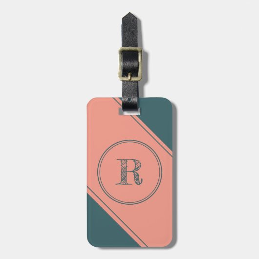 ÉTIQUETTE À BAGAGE LETTRE INITIALE DOUBLE CHÂSSIS CHAMP (Devant Vertical)