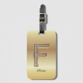 Étiquette À Bagage Lettre initiale F monogramme diamant Glam Gold (Devant Vertical)