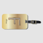 Étiquette À Bagage Lettre initiale F monogramme diamant Glam Gold (Devant Horizontal)