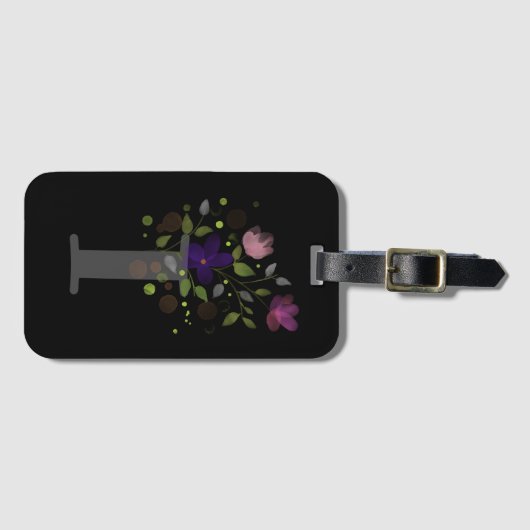 Étiquette À Bagage LETTRE INITIALE I PLUS DRAPEAU DE CONCEPTION Flora (Devant Horizontal)