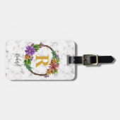 Étiquette À Bagage Lettre initiale Lettre initiale Monogramme Nom Mar (Devant horizontal)