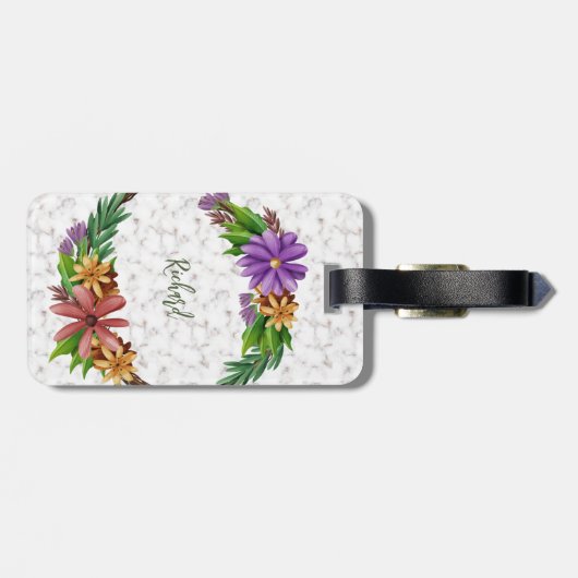 Étiquette À Bagage Lettre initiale Lettre initiale Monogramme Nom Mar (Dos horizontal)