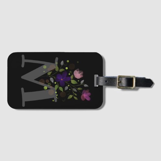 Étiquette À Bagage LETTRE INITIALE M PLUS DRAPEAU DE CONCEPTION Flora (Devant Horizontal)