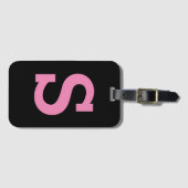 ÉTIQUETTE À BAGAGE LETTRE INITIALE MOINDRE CHIC NOIR ET ROSE (Devant Horizontal)