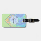 Étiquette À Bagage Lettre initiale Monogram Pastel Swirl Nom personna (Devant horizontal)