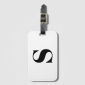 Étiquette À Bagage Lettre initiale monogramme noir blanc personnalisé (Devant Vertical)