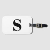Étiquette À Bagage Lettre initiale monogramme noir blanc personnalisé (Devant Horizontal)