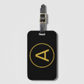 Étiquette À Bagage LETTRE INITIALE MONOGRAPHIQUE ÉLÉGante OR COULEUR  (Devant Vertical)