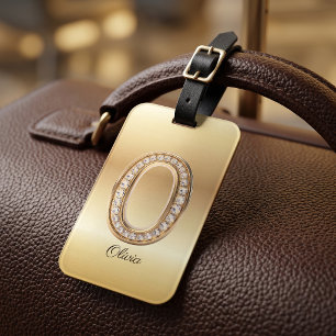 Étiquette À Bagage Lettre initiale O en diamant doré glamour
