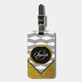 Étiquette À Bagage LETTRE INITIALE Parties scintillant D'Or Chatonnan (Devant Vertical)