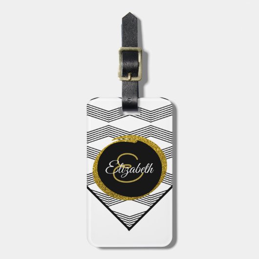 Étiquette À Bagage Lettre initiale Parties scintillant or chic Monogr (Devant Vertical)