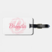 Étiquette À Bagage Lettre initiale rose Nom personnalisé (Dos horizontal)