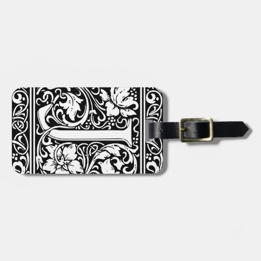 Étiquette À Bagage Lettre J Monogramme médiéval Art Nouveau (Devant horizontal)