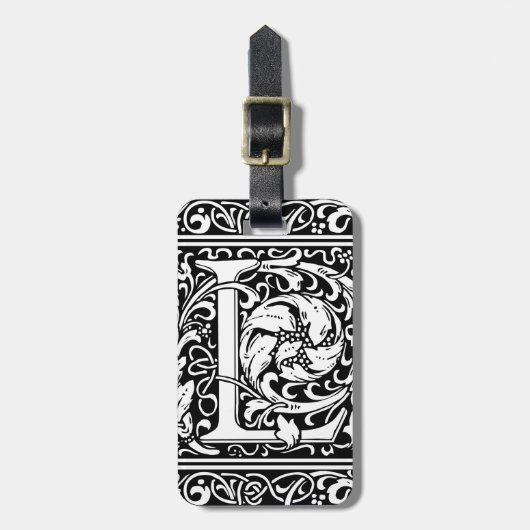 Étiquette À Bagage Lettre L Monogramme médiéval Art Nouveau (Devant Vertical)