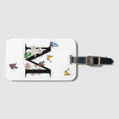 Étiquette À Bagage Lettre M Floral Papillon Monogramme initial (Devant Horizontal)