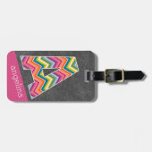 Étiquette À Bagage Lettre Monogramme A en tableau noir avec Chevrons  (Devant horizontal)