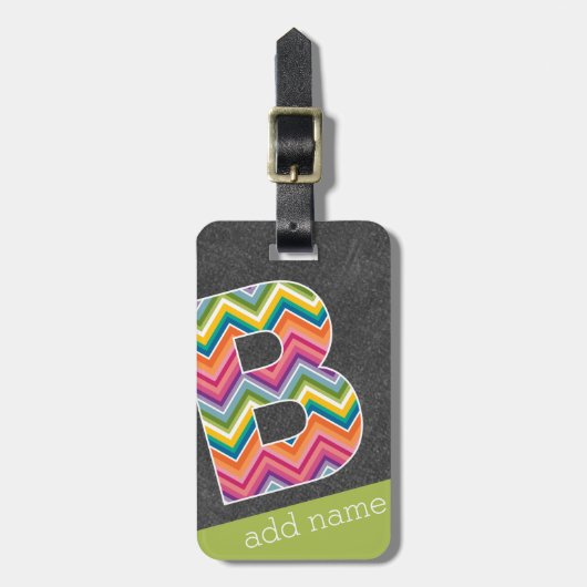 Étiquette À Bagage Lettre Monogramme B en tableau noir avec Chevrons (Devant Vertical)