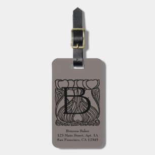 Étiquette À Bagage Lettre monogramme victorienne vintage B, Fleurs