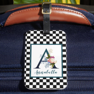 Étiquette À Bagage LETTRE MONOGRAPHIQUE Florale A fantaisie en carton