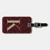 Étiquette À Bagage LETTRE MONOGRAPHIQUE Florale CLASSE K ROUGE foncé (Devant horizontal)