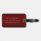 Étiquette À Bagage LETTRE MONOGRAPHIQUE Florale CLASSE K ROUGE foncé (Dos horizontal)