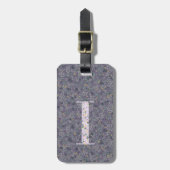 Étiquette À Bagage LETTRE MONOGRAPHIQUE Florale Classique I violet fo (Devant Vertical)