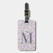 Étiquette À Bagage LETTRE MONOGRAPHIQUE Florale Classique M violet cl (Devant Vertical)