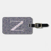 Étiquette À Bagage LETTRE MONOGRAPHIQUE Florale Classique N violet fo (Devant horizontal)