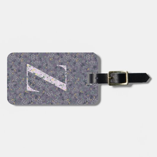 Étiquette À Bagage LETTRE MONOGRAPHIQUE Florale Classique Z violet fo (Devant horizontal)