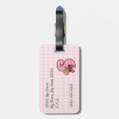 ÉTIQUETTE À BAGAGE LETTRE MONOGRAPHIQUE ROSE POUR ENFANTS S POUR FEMM (Dos Vertical)