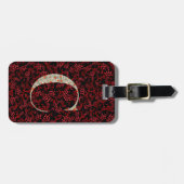 Étiquette À Bagage LETTRE MONOMOBILE FLORALE CLASSIQUE C ROUGE foncé (Devant horizontal)