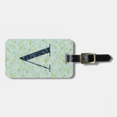 Étiquette À Bagage LETTRE MONOMOGRAPHIQUE Florale Classique V acqua (Devant horizontal)