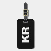 Étiquette À Bagage LETTRE NOIRE ET BLANCHE NOIR Moderne MONO (Devant Vertical)