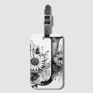 Étiquette À Bagage LETTRE PERSONNALISÉE J Daisy Aquarelle Florale