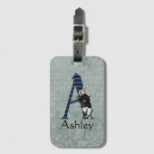 ÉTIQUETTE À BAGAGE LETTRE TAPIS BLANC A (Devant Vertical)