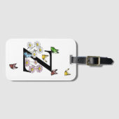 Étiquette À Bagage Lettre Z Floral Papillon Monogramme initial (Devant Horizontal)