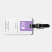 Étiquette À Bagage Lettres initiales Monogramme élégant unique (Devant horizontal)