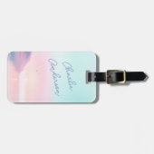 Étiquette À Bagage Lever doux pastel avec nom de script d'oiseaux (Devant horizontal)