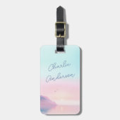 Étiquette À Bagage Lever doux pastel avec nom de script d'oiseaux (Devant Vertical)