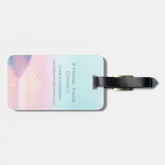 Étiquette À Bagage Lever doux pastel avec nom de script d'oiseaux (Dos horizontal)
