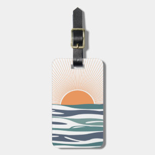 Étiquette À Bagage Lever du soleil au bord de la mer