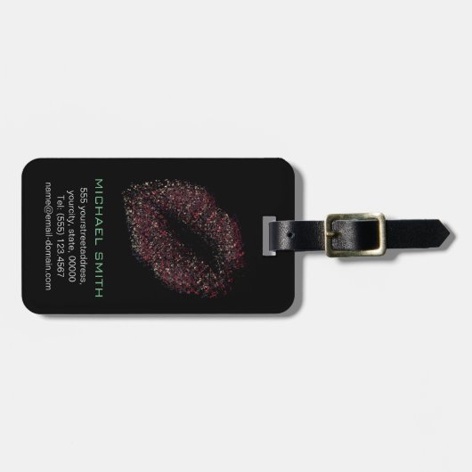 Étiquette À Bagage Lèvres d'art Abstrait moderne #17 (Devant horizontal)