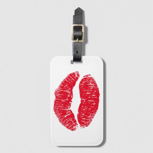 Étiquette À Bagage Lèvres de baiser rouges (Devant Vertical)