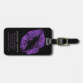 Étiquette À Bagage Lèvres pourpres de parties scintillantes (Devant horizontal)